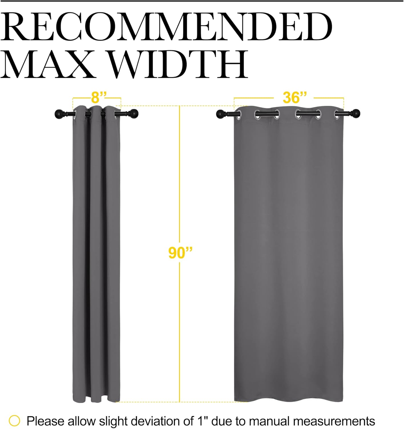 NICETOWN Thermal Insulated Blackout Curtains - Grommet Top Drapes for Hall | 2 Panels, 42x90 inches, Grey