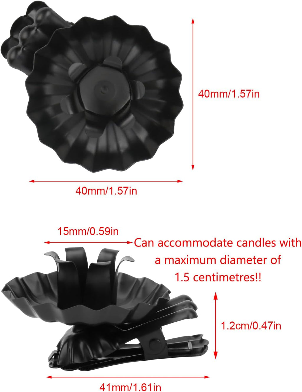 Skiennix Candle Holders - Silver Clip-On Metal Holders for Christmas Tree | Set of 20 Pcs (Black)
