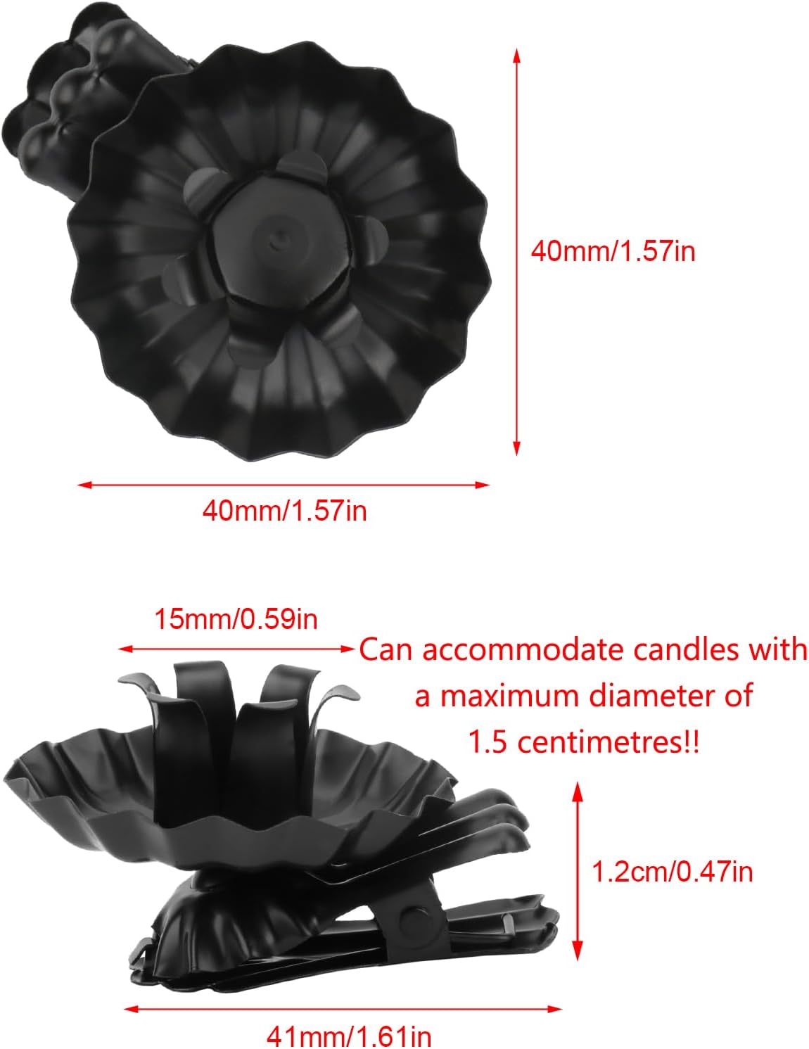 Skiennix Candle Holders - Silver Clip-On Metal Holders for Christmas Tree | Set of 20 Pcs (Black)