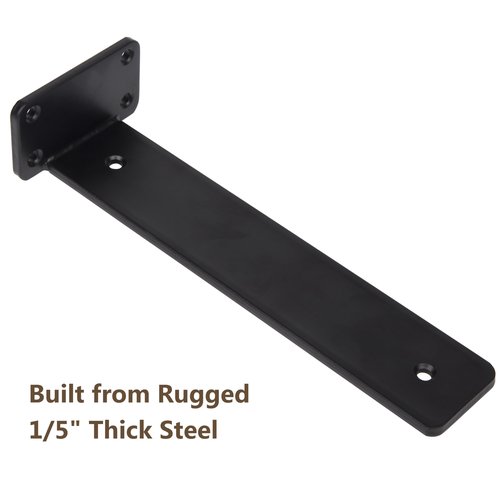 NEODROP 12 Pack 6 Inch Floating Shelf Brackets, Heavy Duty Hidden Wall L-Brackets for Kitchen, Fireplace Mantels, Bookshelves | Floating Shelf Hardware | Black Powder Coated Steel