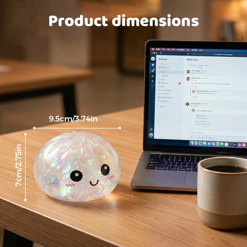 Skiennix Shimmering Dumpling Squishies - Colorful Stress Relief Fidget Balls | 4-Pack Red