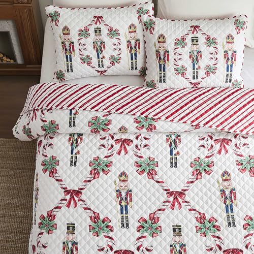 Avanti Linens Christmas King Quilt Set with Pillowcases - Festive Holiday Bedding
