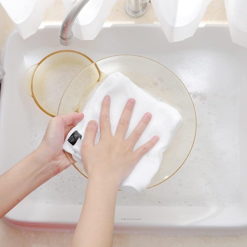 Homaxy 100% Cotton Waffle Weave Dish Cloths - Ultra Soft & Absorbent Quick Drying, 12x12 Inches, 8-Pack, White