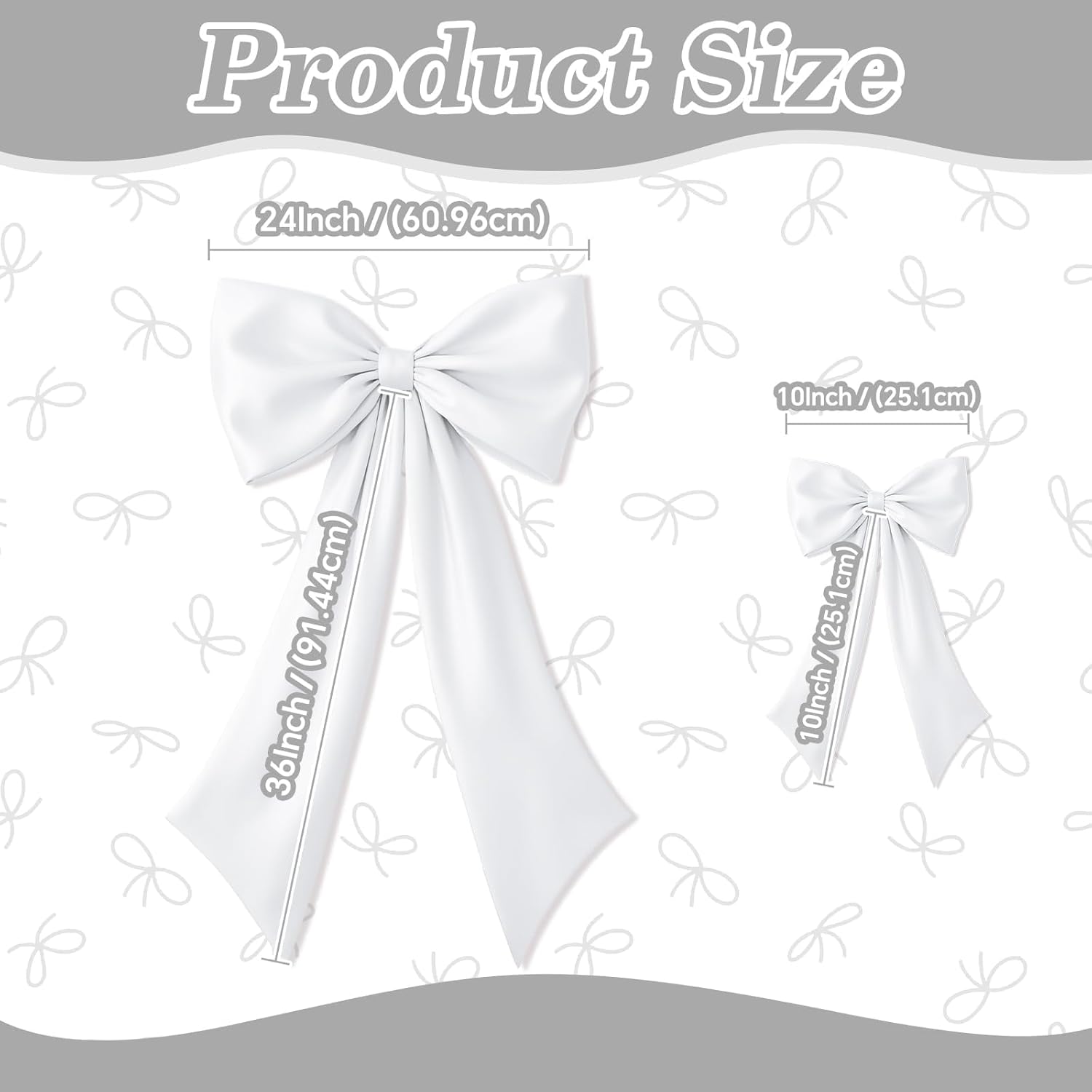 Skiennix White Bow Decor - 2 Pack Large & Small Coquette Wall Backdrop for Weddings & Events
