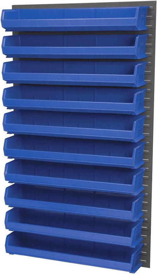 Akro-Mils Plastic Storage Bins - Hanging & Stacking Containers, Blue, 9" x 33" x 5" | 4-Pack