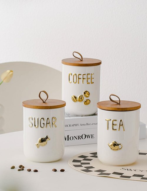 ALSKHEAS Ceramics Food Storage Jar Canister with Airtight Seal Lid, Simple Style Canisters Sets for Kitchen Counter, White Food Storage Jar for Coffee Sugar Tea (27.05oz/800ml)