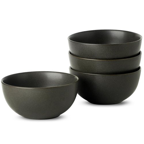 Tikooere Cereal Bowls, 24 oz Soup Bowls Set of 4, Ceramic Bowls Set for Salad, Fruit, Breakfast, Dessert, Stoneware Bowls for Kitchen, Dishwasher & Microwave Safe, Matte Black