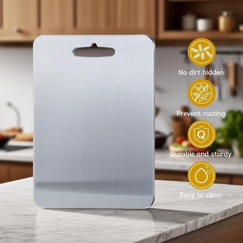 Titanium Cutting Boards - 2025 Upgrade 100% Pure Titanium Cutting Boards For Kitchen, 1 Pack Double-sided food-grade Cutting Board, Easy to Clean (18 * 12INCH)