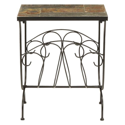 Zhongma End Table with Magazine Rack with Slate Table Top, Solid Real Stone, Side Table, Accent Table