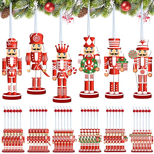 36 Pcs Wooden Christmas Nutcracker Ornaments - Hanging Tree Decor Set