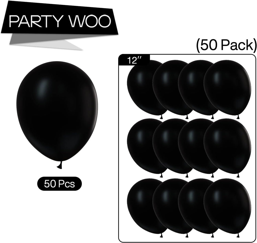 PartyWoo White & Black Balloons - 140 Pcs (18/12/10/5 Inch) for Weddings, Showers & Celebrations