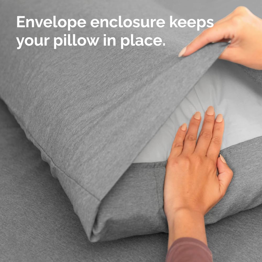 Skiennix Body Pillowcases Set of 4 | Soft 20x54 Long Pillow Covers for Side Sleepers - Breathable & Fade-Resistant - Machine Washable (Heathered Grey)