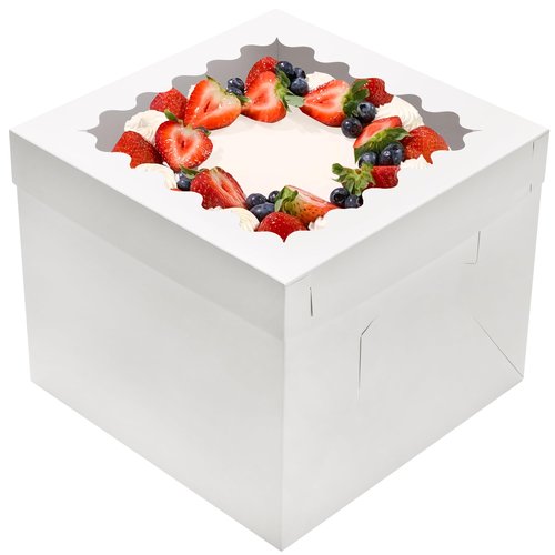 Hzzycaxli 8pcs Cake Boxes 12 Inch,12x12x10in Tall Cake Boxes with Window,10in 12in White Bakery Boxes with Lids,Large Baking Boxes,Square Bakery Boxes for Multi-Layer Cakes