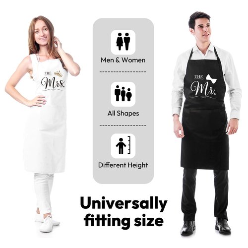 YNMAI Wedding Gifts for Couples, Mr and Mrs Aprons Engagement Presents for His and Her, Kitchen Cooking Bride To Be Gifts, Funny Wedding Gifts Box for Friend Sister Hubby and Wifey
