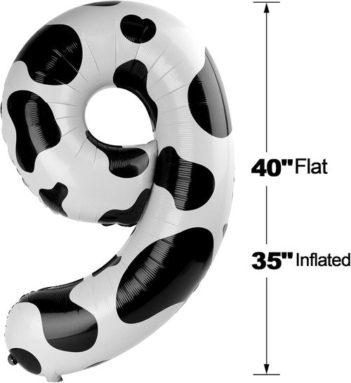 Cow Print Balloon - 40 Inch Number 9 Balloon | Giant Party Decorations for Birthdays