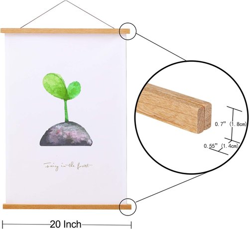 FALAMON Magnetic Poster Hanger Frame - Teak Wood | Versatile 20x20 to 20x30 for Art & Photos