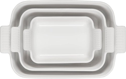 Le Creuset Stoneware Heritage Set - 3 Rectangular Baking Dishes in Classic White