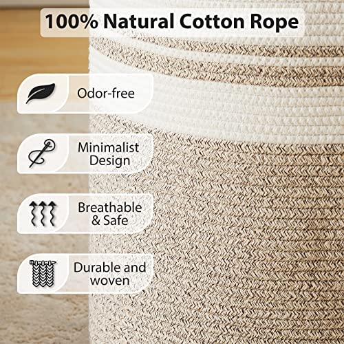 58L Woven Cotton Rope Laundry Hamper - Tall Blanket Storage Basket