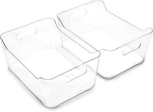 BINO Plastic Storage Bins - Large 2 Pack, Clear | Pantry & Fridge Organizers | Kitchen Cabinet Solutions