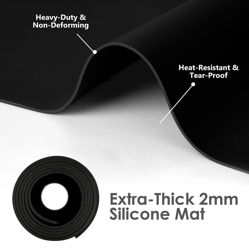 Extra Large Silicone Mat for Resin 36.2" x 24", 2MM Thick Silicone Craft Mat for Table, Multifunction Silicon Matt for Kitchen Countertop Protector Heat Resistant Placemat by Foepoge(Black)