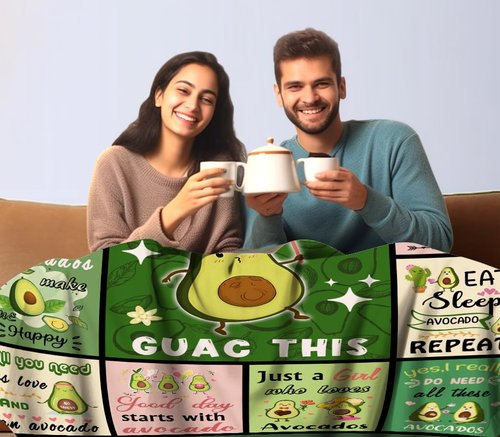 Dizogogo Avocado Blanket Cartoon Avocados Throw Blankets Funny Fruits Blankets for Girls Boys Women Best Christmas Birthday Avocado Gifts for Bedroom Living Rooms All Season 50"x40"