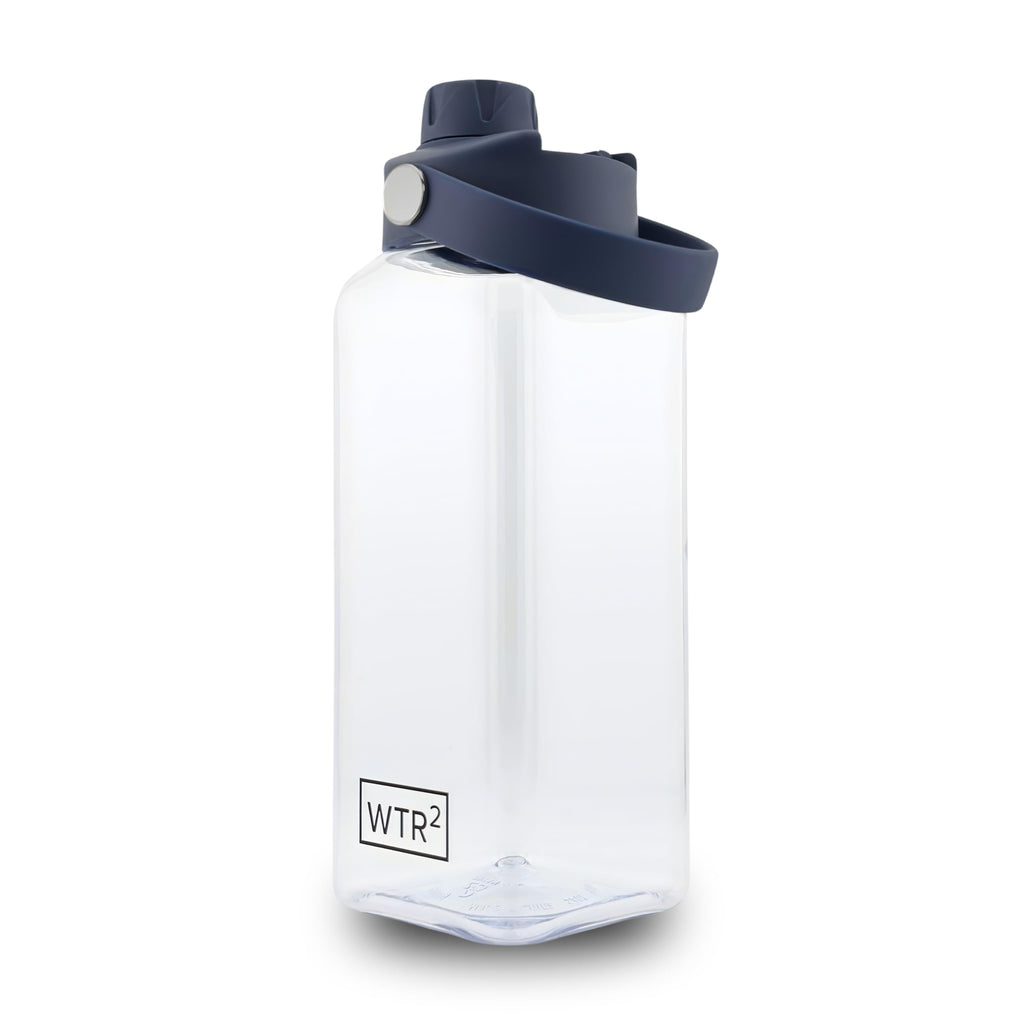 WTR² 32oz Square Water Bottle, Clear, Leakproof Lid, BPA/BPS-Free Tritan, Lightweight & Impact Resistant for Work, Gym & Everyday Use