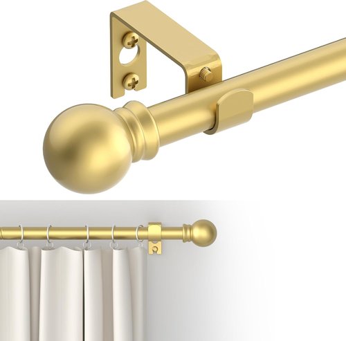 GXOACKJ Decorative Gold Curtain Rods - Heavy Duty Metal Set for Windows 32-48 Inch | 5/8 Inch Diameter