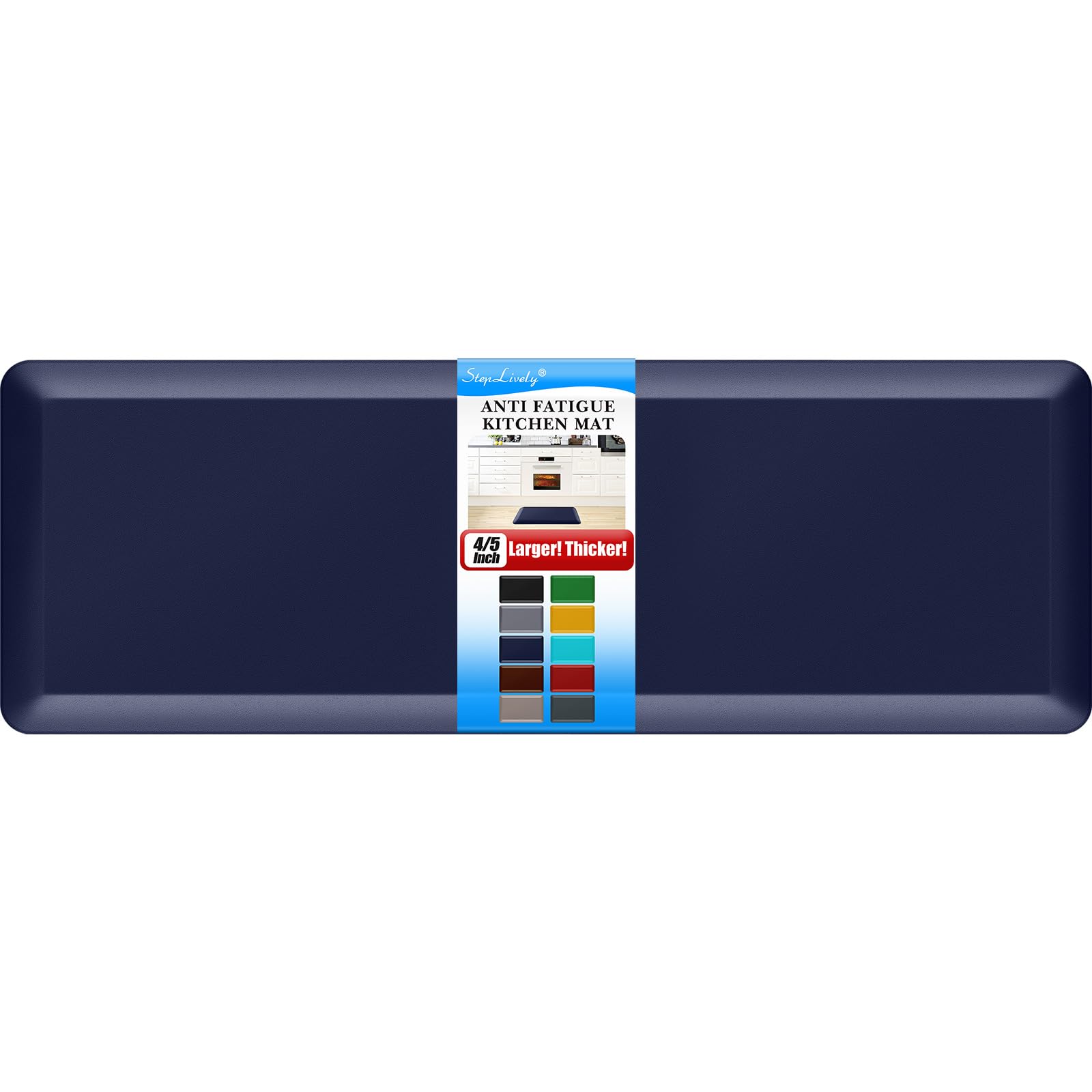 4/5 Inch Thick Kitchen Mat - Cushioned Anti Fatigue Mats for Kitchen Floor - Easy to Clean, Waterproof, Non-Slip Kitchen Rug for Sink, Office, Kitchen (24''x70'' Blue)