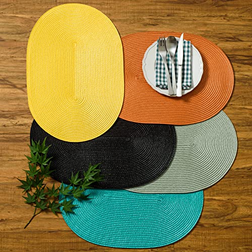Woven Heat-Resistant Placemats Set of 6, 18x12 Inch Washable Table Mats