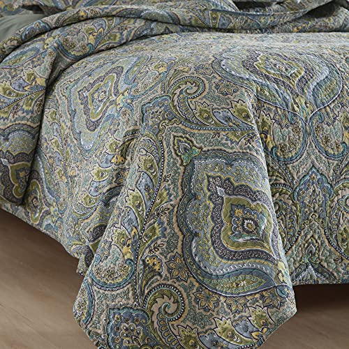 Queen Size Reversible Cotton Quilt Set - Autumn Dream Damask Design