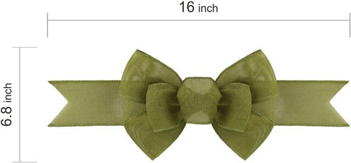 Meseey Spring Moss Wired Ribbon - Sage Green Handmade Burlap Bows for Wreaths & Gift Wrapping