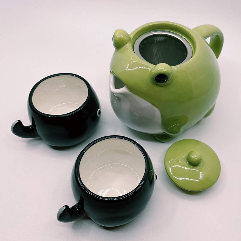 Sunart SAN3293 Cute Tableware Teapot & Tea Cup Set, Frog Parent and Child, 20.3 fl oz (600 ml), 45.1 fl oz (140 ml)