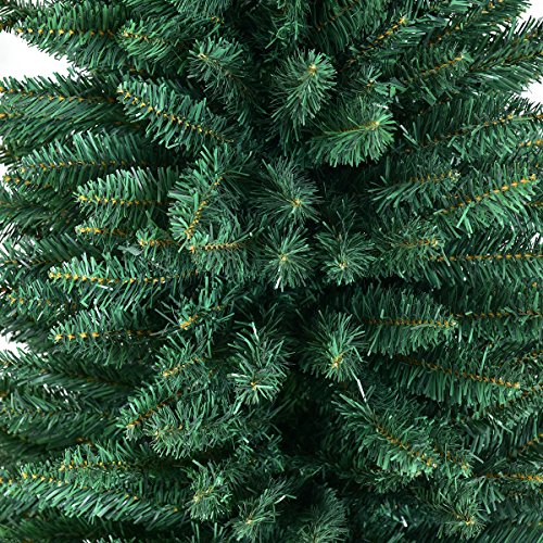 GIANTEX 7ft Artificial Pencil Christmas Tree with Hinged Branches & Metal Stand - Green, Space-Saving Holiday Decor