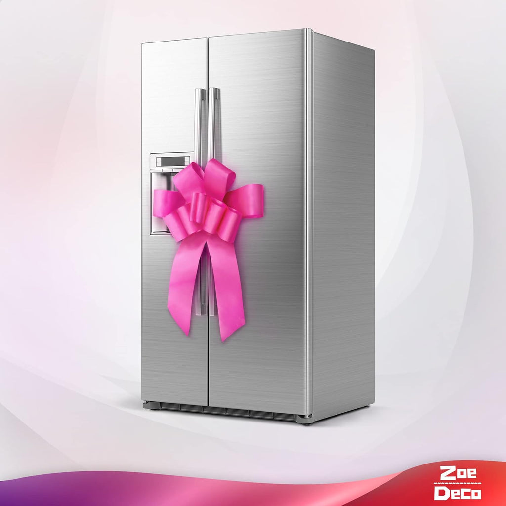 Zoe Deco - Giant Pink Car Bow - 30 Inch with 2 Gold Accessory Bows for Celebrations | Perfect for Birthdays, Weddings & Surprises