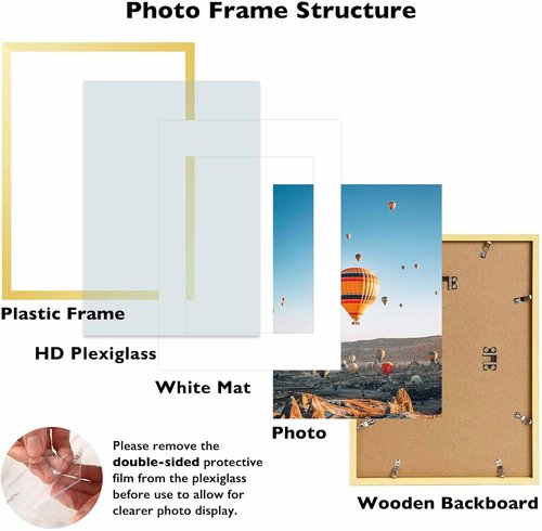 JCJMY A3 Gold Picture Frame - Display 8.3x11.7 Photos with Mat or 11.7x16.5 Without Mat | Wall Hanging Design