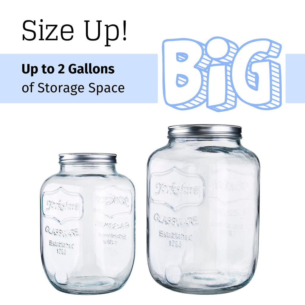 Diamond Star 1 Gallons Mason Jar with Brushed Tin Lid, Large Glass Wide Mouth Canning Food Storage Containers for Kitchen Canning Cereal, Pasta, Sugar, Beans, Spice, Preserves, Dog Treat