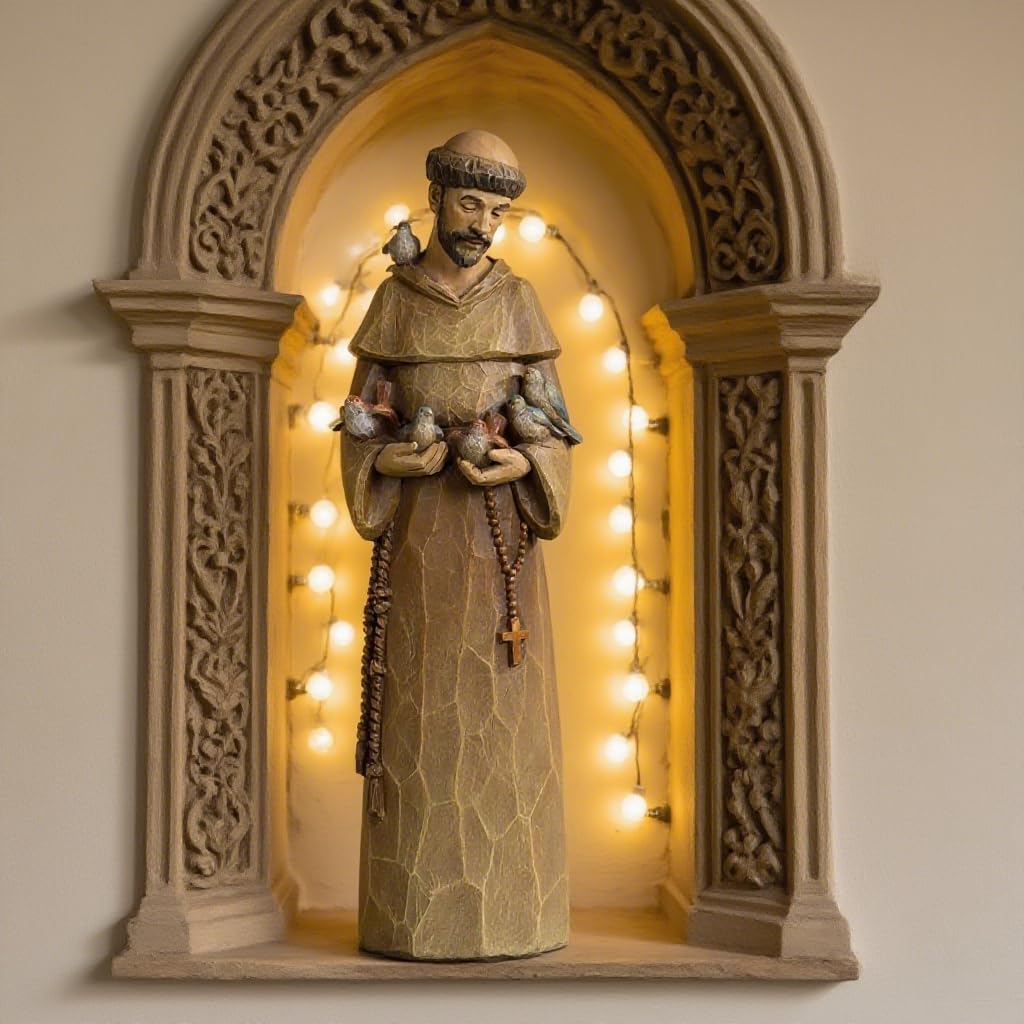 St. Francis Statue - 12 Inch Resin Sculpture Preaching to Birds | Premium Garden Decor & Catholic Gift
