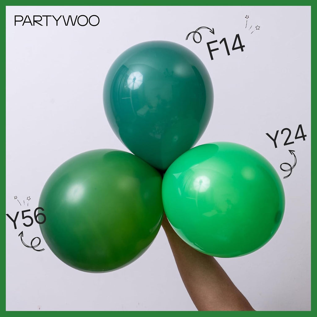 PartyWoo Dark Green Balloons - 120-Piece Emerald Balloon Arch Kit for Birthday & Graduation Decor