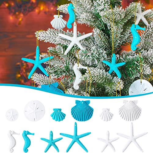 Jetec 26PCS Beach & Nautical Christmas Ornaments Resin Coastal Decor Set