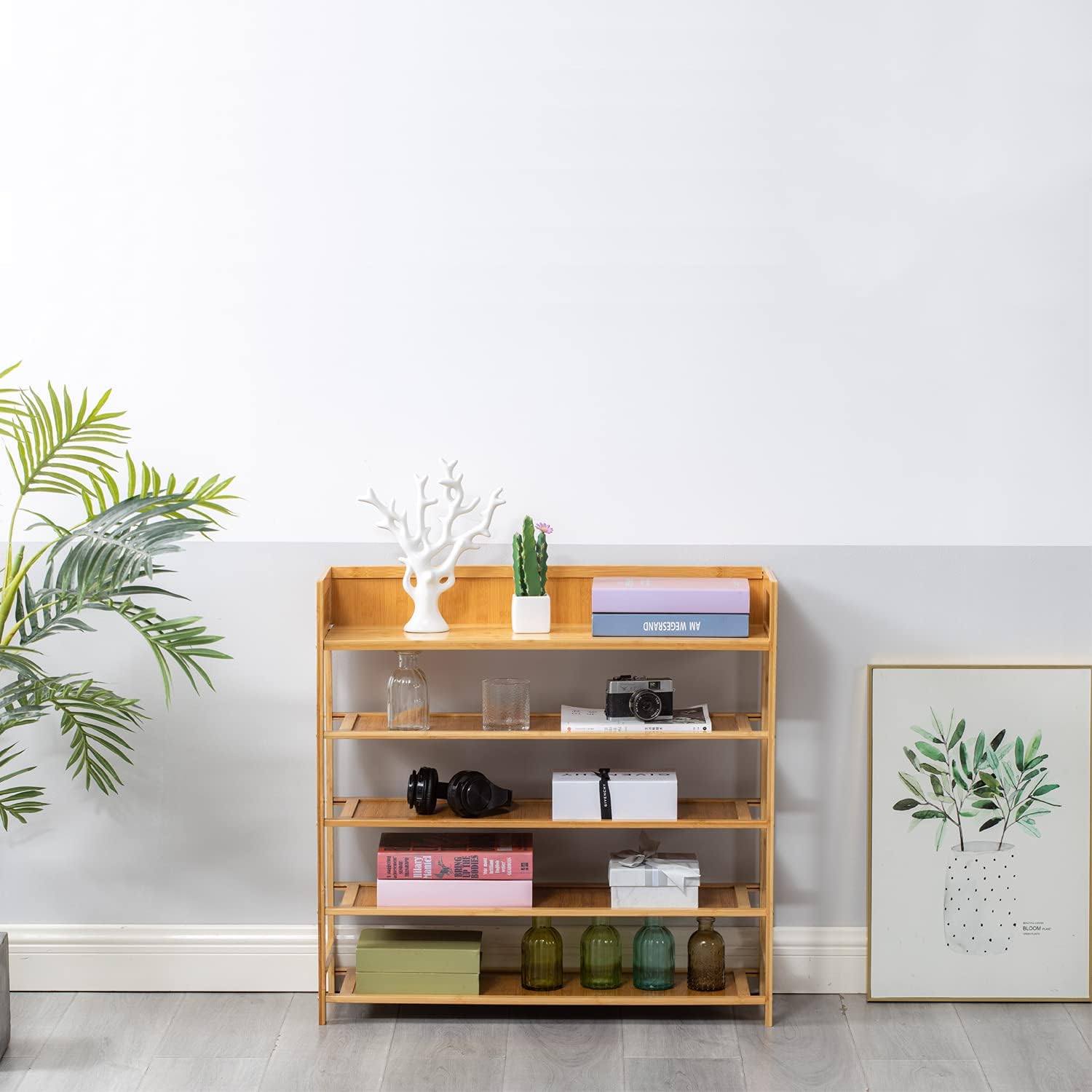 Bamboo Shoe Rack Organizer - 5-Tier Storage Shelf for Entryway, Hallway & Closet | Natural Finish (31.5")