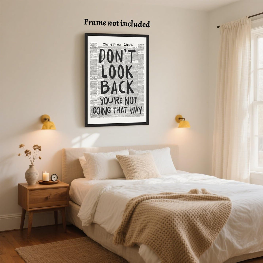 Vintage Newspaper Wall Art - Motivational Quote Poster | Black and White Inspirational Canvas Print 8x12" Unframed
