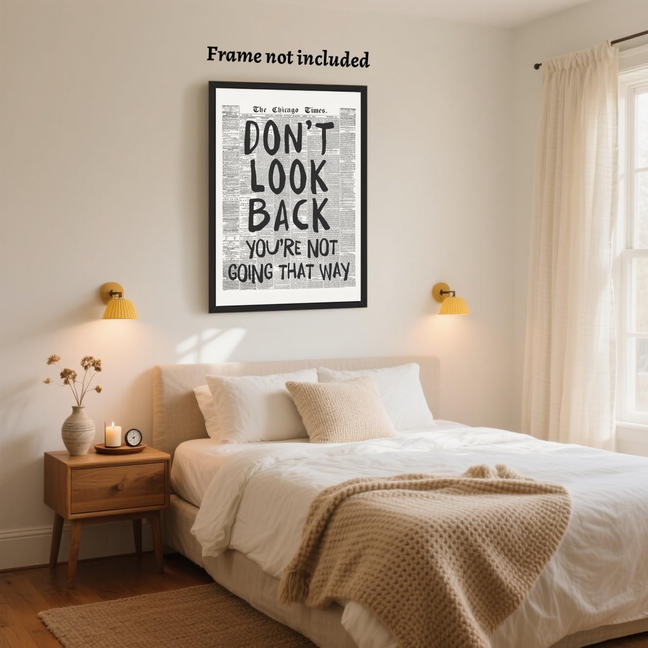 Vintage Newspaper Wall Art - Motivational Quote Poster | Black and White Inspirational Canvas Print 8x12" Unframed