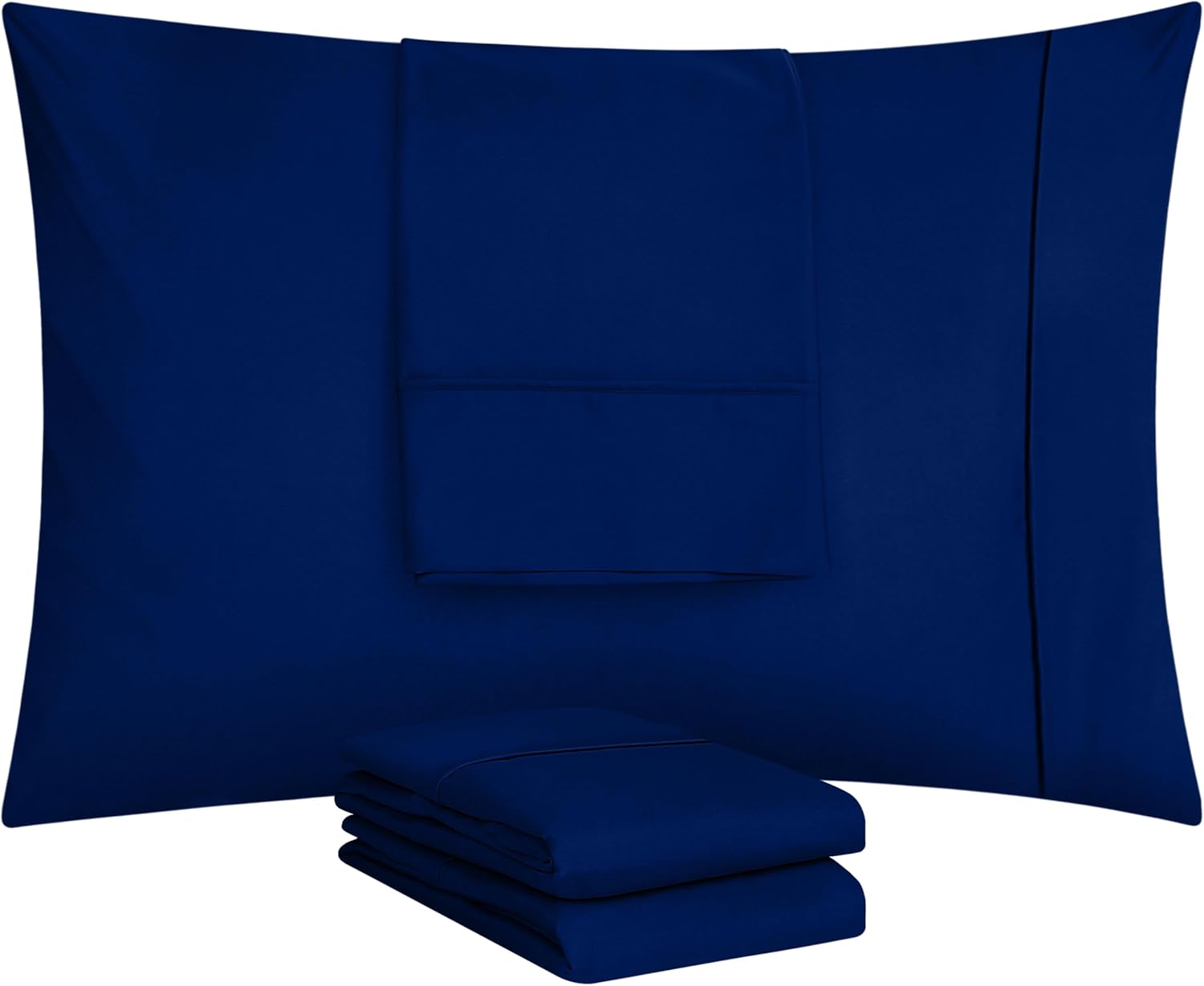 Utopia Bedding Standard Pillow Cases - Soft Brushed Microfiber - 4 Pack, Royal Blue, 20 X 26 Inches
