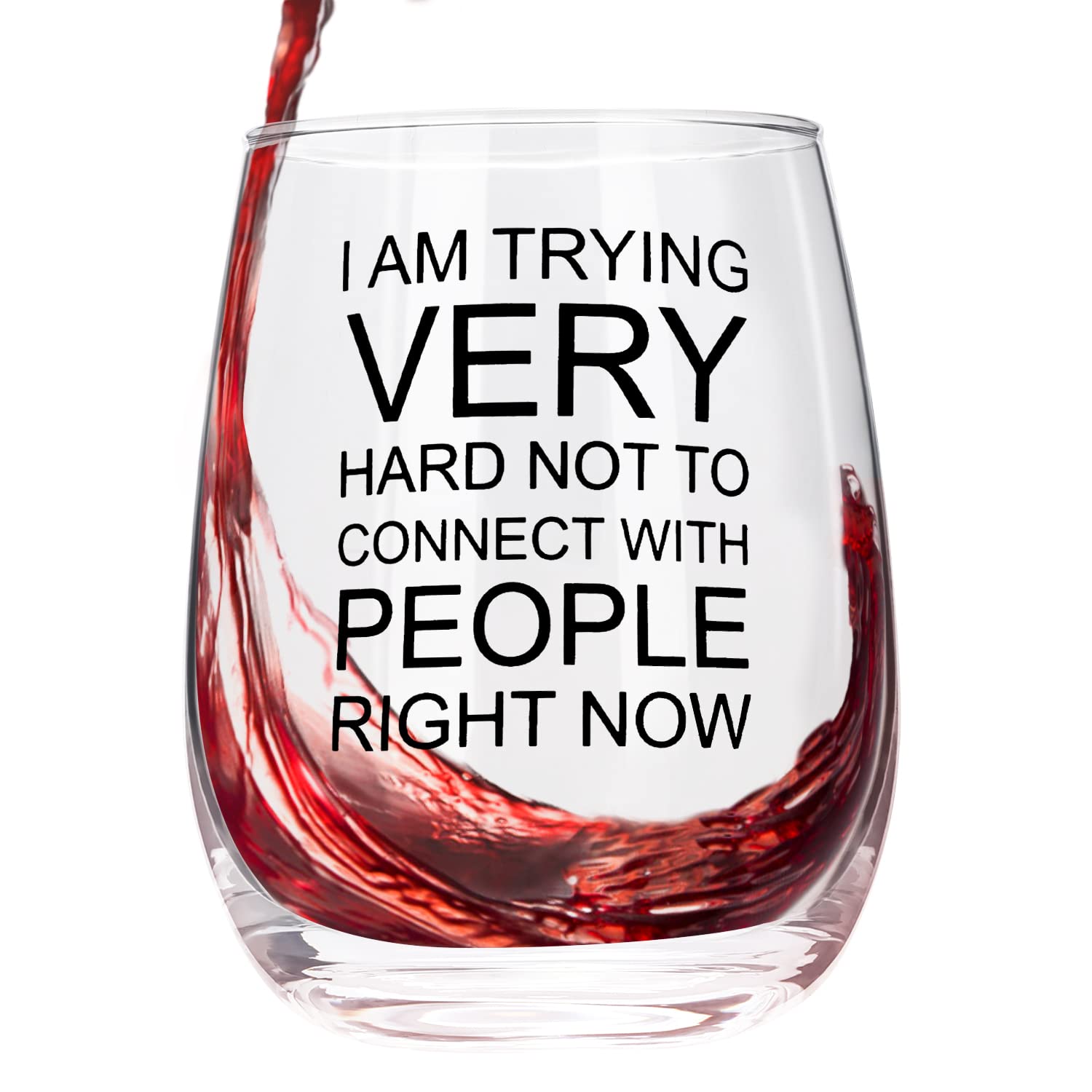 Funny Stemless Wine Glasses Set of 4 - SC Merchandise, Unique Housewarming Gifts for New Home Women Men, Kitchen Christmas Bar Decor, 15 oz