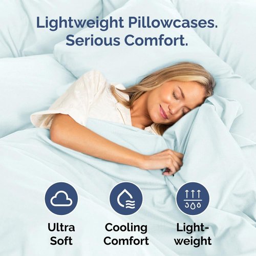 King Pillow Cases by [Brand Name] - Ultra Soft Hotel Quality Covers | Comfy, Wrinkle-Free & Fade Resistant - Ice Blue, Set of 4