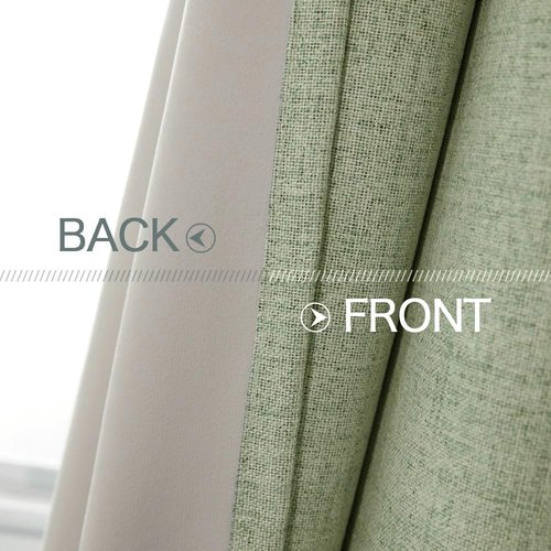 MIULEE Blackout Curtains - 100% Thermal Insulated Sage Green Linen Texture Drapes | 52x96 Inch (2 Panels)