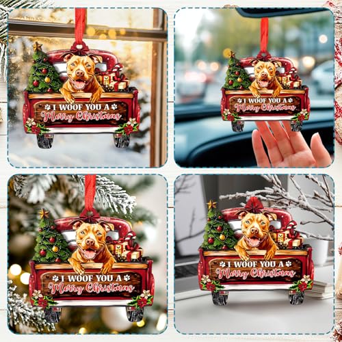 SUFAVN Fawn Pitbull Christmas Ornament - Dog Decor for Holiday Tree, Durable Aluminum, 3.15 Inches
