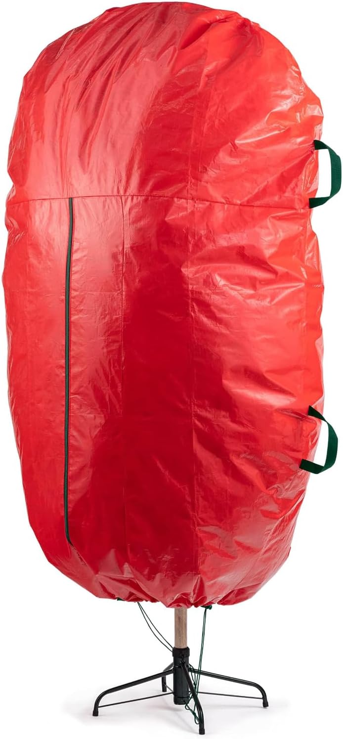 ZOBER Christmas Tree Storage Bag - Waterproof & Durable Design for 7.5 Ft Trees - Red with Drawstring Hem