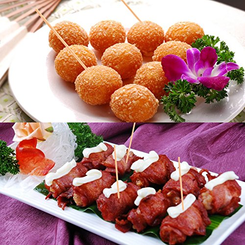 340 Pack Bamboo Toothpicks 3.5 Inch Long Food-Grade Skewers for Appetizers & Cocktails