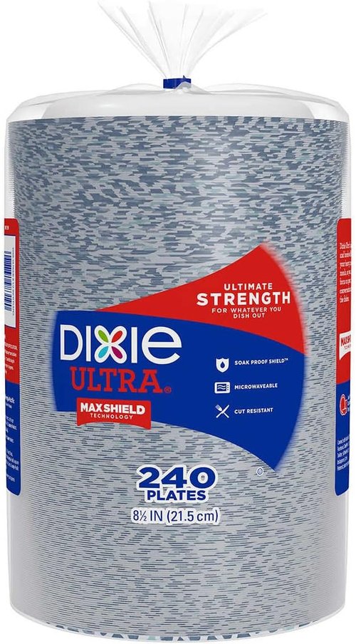Dixie Ultra Disposable Paper Plates - 8.5 Inch Lunch & Dinner Plates | 240 Count Printed Design